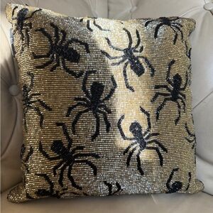 Gold Sequin Spider Accent Pillow